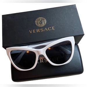 Versace white cat eye sunglasses with case